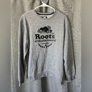 ROOTS Canada Sweatshirt Medium Long Sleeve Pullover Knit Gray Black